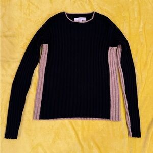 LOFT color block Ribbed Contrast Back Sweater | Brown & Black
